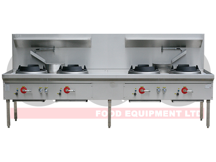 4 BURNER WATERLESS GAS WOK TABLE - DUCKBILL BURNER